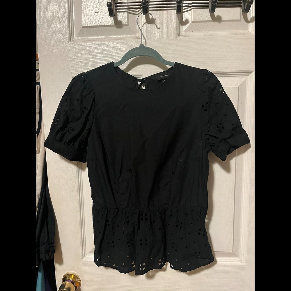 Who What Wear black cotton Eyelet Peplum top Small